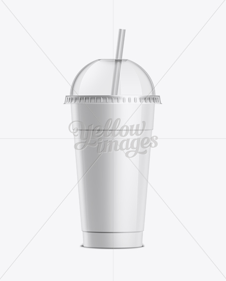 Milkshake Cup With Straw in Cup & Bowl Mockups on Yellow Images Object