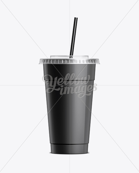 Soda Cup With Straw Black in Cup & Bowl Mockups on Yellow Images Object