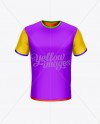 Men's T-Shirt Front View in Apparel Mockups on Yellow Images Object Mockups