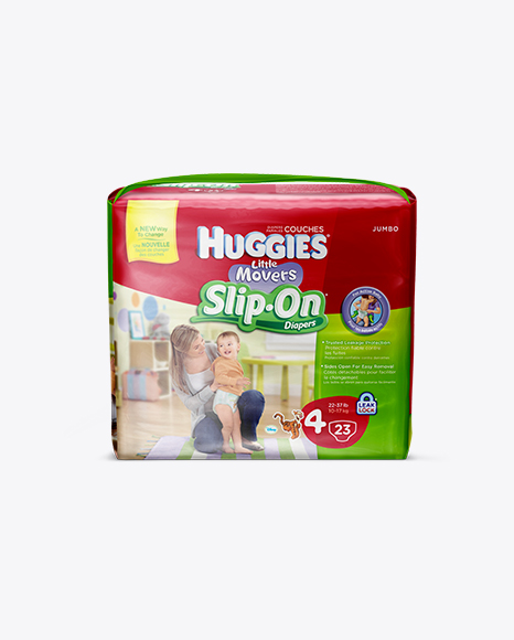 Download Diapers Large Package in Packaging Mockups on Yellow Images Object Mockups