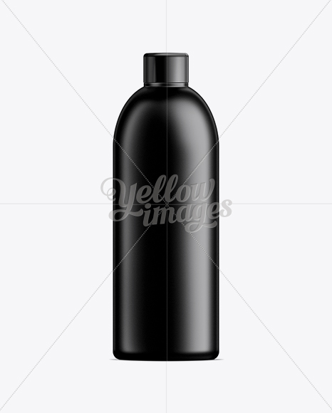 Black Plastic Cosmetic Bottle with Cap - 500 ml in Bottle Mockups on