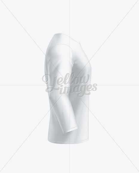 Men's Long Sleeve T-Shirt Side View in Apparel Mockups on Yellow Images