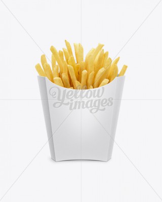 French Fries Carton Cone Mockup in Packaging Mockups on Yellow Images