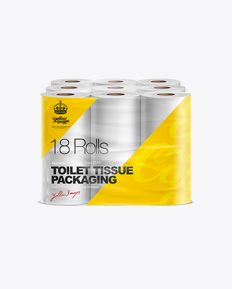 Download Toilet Tissue 18 pack Mockup in Packaging Mockups on Yellow Images Object Mockups