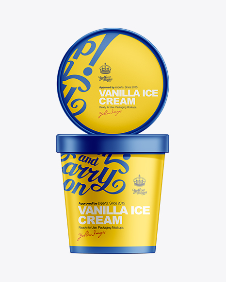 Download 16oz Ice Cream Container Mock-up in Pot & Tub Mockups on Yellow Images Object Mockups