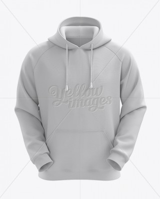 Men’s Pullover Hoodie Mockup (Front View) in Apparel Mockups on Yellow