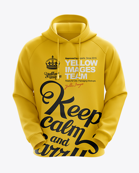 Download Men's Hoodie Front View HQ Mockup in Apparel Mockups on Yellow Images Object Mockups