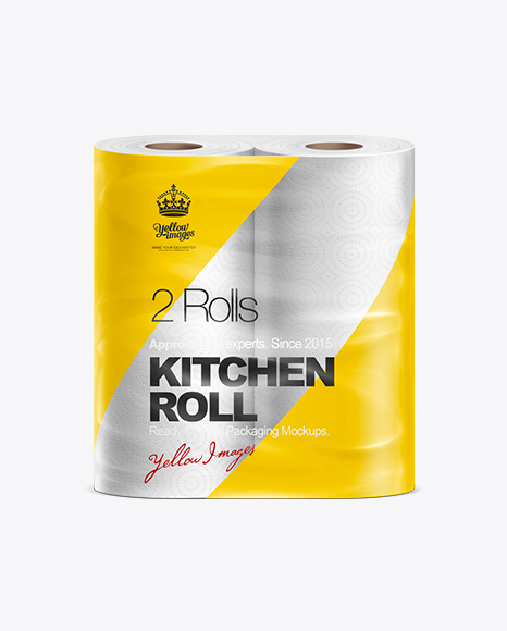 Download Paper Kitchen Towel 2 Rolls Mockup in Packaging Mockups on Yellow Images Object Mockups
