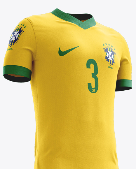 Football Kit with V-Neck T-Shirt Mockup / Half-Turned View in Apparel