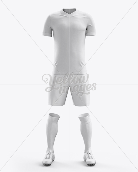 Football Kit with V-Neck T-Shirt Mockup / Front View in Apparel Mockups