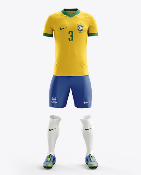 Football Kit with V-Neck T-Shirt Mockup / Front View in Apparel Mockups