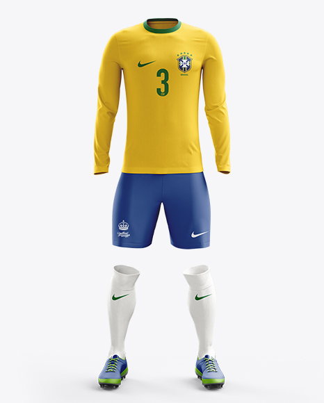 Download Soccer Kit with Long Sleeve Mockup / Front View in Apparel ...