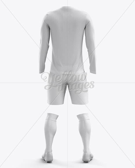 Soccer Kit with Long Sleeve Mockup / Back View in Apparel Mockups on