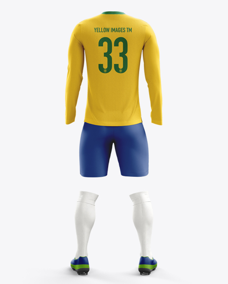 Soccer Kit with Long Sleeve Mockup / Back View in Apparel Mockups on