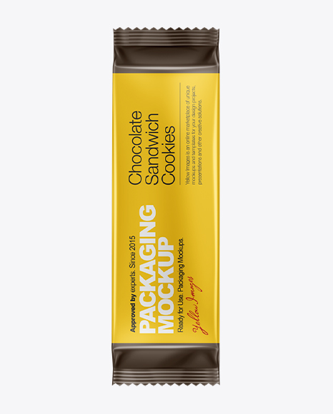 Download Cookie Packaging Mockup in Flow-Pack Mockups on Yellow Images Object Mockups
