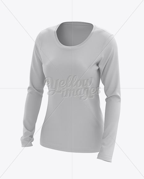Download Womens Long Sleeve T-Shirt HQ Mockup - Half Side View in ...