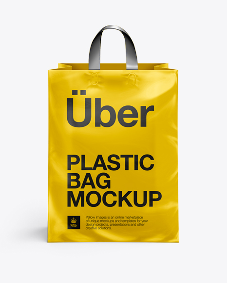Download Plastic Shopping Bag w/ Loop Handles Mockup - Front View in Bag & Sack Mockups on Yellow Images ...