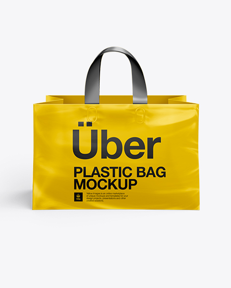 Download Plastic Shopping Bag PSD Mockup - Front View in Bag & Sack Mockups on Yellow Images Object Mockups