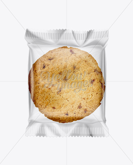 Individually Wrapped Cookie Mockup in Flow-Pack Mockups on Yellow