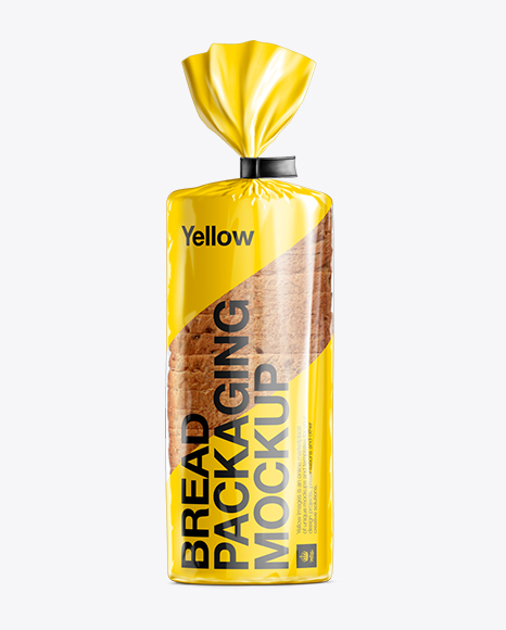 Download Bread Packaging Mockup - Standing Position in Bag & Sack Mockups on Yellow Images Object Mockups