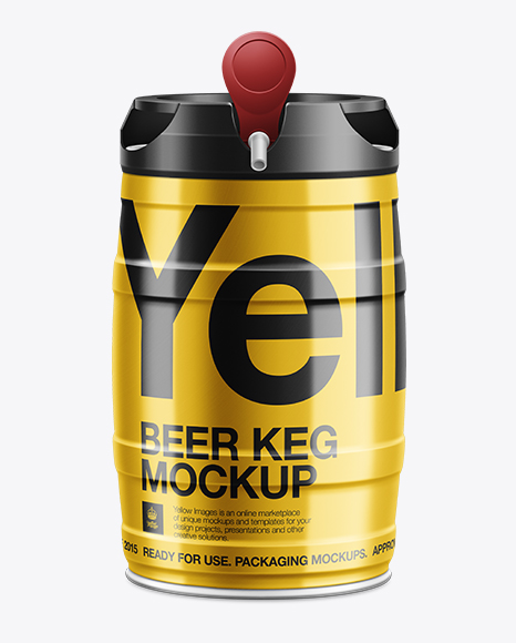 Download Mini Beer Keg Mockup in Barrel Mockups on Yellow Images Object Mockups