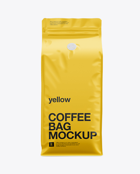 Coffee Bag Mockup / Front View in Bag & Sack Mockups on Yellow Images