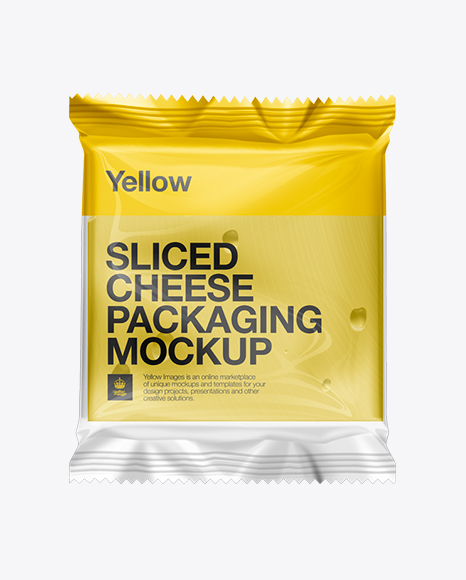 Download Sliced Cheese Packaging Mockup in Flow-Pack Mockups on Yellow Images Object Mockups