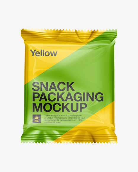 Download Snack Food Packaging Mockup in Flow-Pack Mockups on Yellow Images Object Mockups