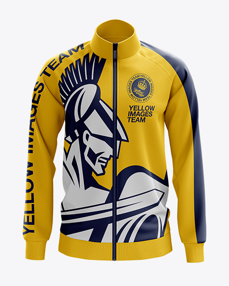 Men's Training Jacket Mockup / Front View in Apparel Mockups on Yellow