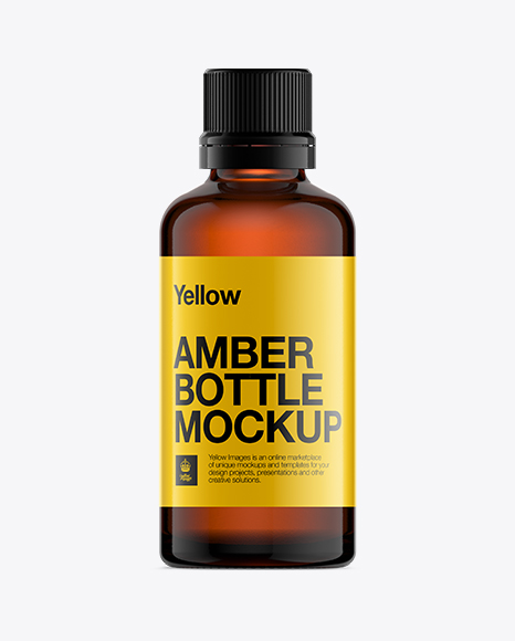 Download Amber Glass Essential Oil Bottle Mockup in Bottle Mockups on Yellow Images Object Mockups