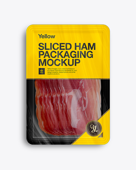 Download Plastic Tray W/ Sliced Ham Mockup in Tray & Platter Mockups on Yellow Images Object Mockups