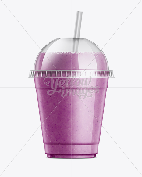 Blueberry Smoothie Cup with Straw Mockup in Cup & Bowl Mockups on