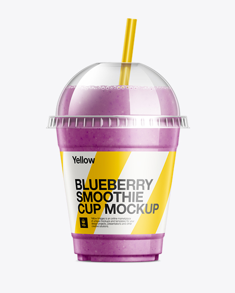 Blueberry Smoothie Cup with Straw Mockup in Cup & Bowl Mockups on