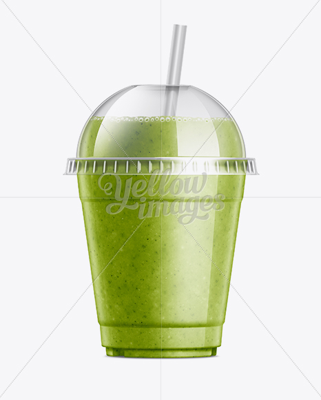 Kiwi Smoothie Cup with Straw Mockup in Cup & Bowl Mockups on Yellow