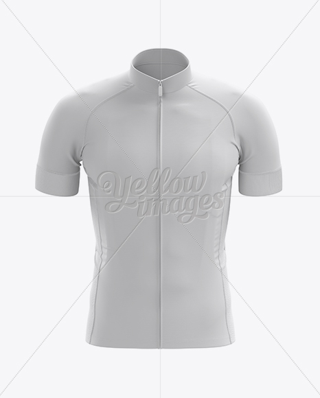 Men's Cycling Jersey Mockup - Front View in Apparel Mockups on Yellow