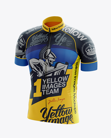Men's Cycling Jersey Mockup - Front 3/4 View in Apparel Mockups on