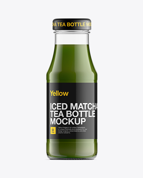 Glass Cold Tea Bottle Mockup in Bottle Mockups on Yellow ...