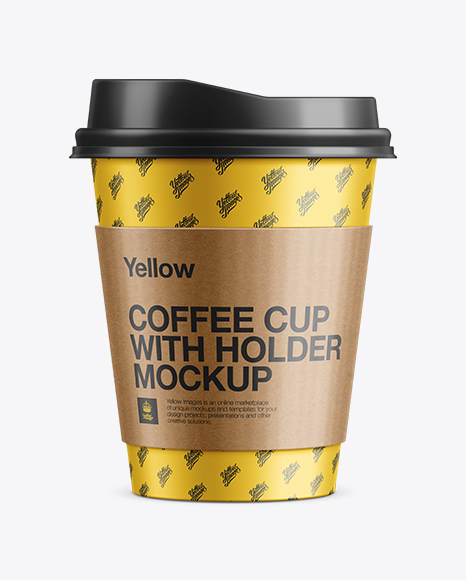 Paper Cup With Sleeve Mockup in Cup & Bowl Mockups on Yellow Images
