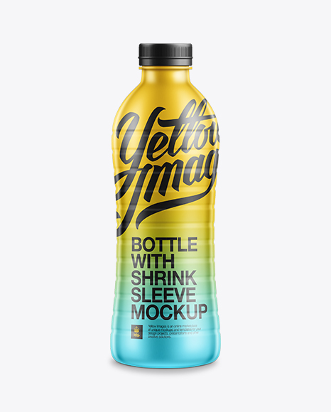 Large Plastic Bottle W/ Shrink Sleeve Mockup in Bottle Mockups on Yellow Images Object Mockups
