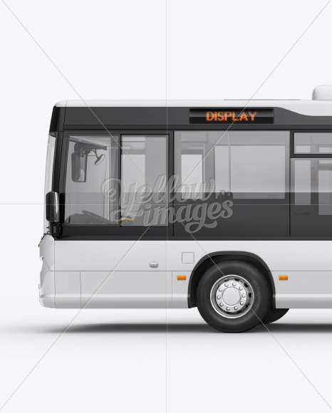 City Bus HQ Mockup Left Side View in Vehicle Mockups on Yellow Images