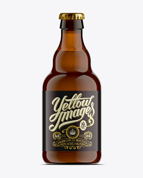 330ml Steinie Beer Bottle Mockup / Amber Glass in Bottle Mockups on