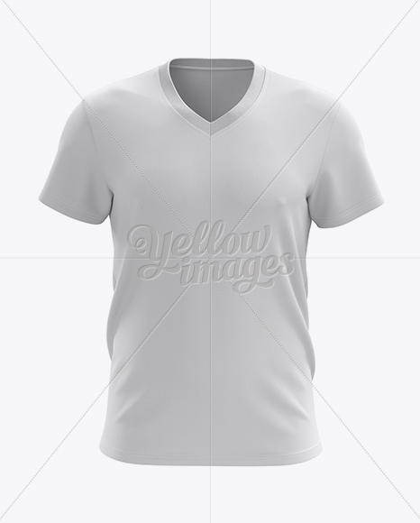 Men's V-Neck T-Shirt Mockup - Front View in Apparel Mockups on Yellow
