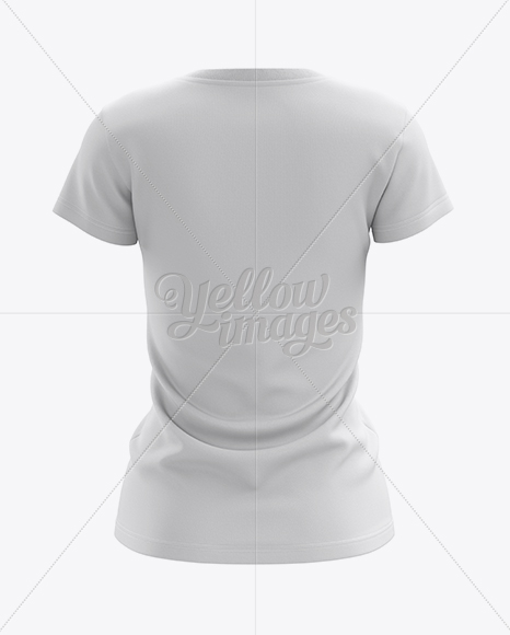 Women's V-Neck T-Shirt Mockup - Back View in Apparel Mockups on Yellow