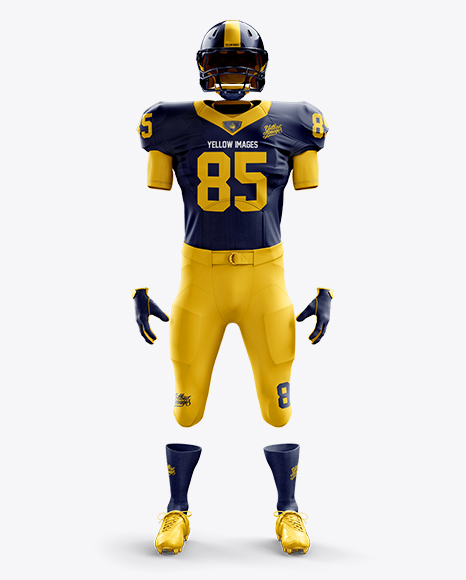 American Football Kit Mockup - Front View in Apparel Mockups on Yellow