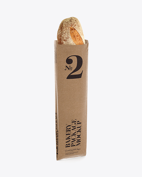 Download French Bread in Kraft Bag Mockup in Bag & Sack Mockups on Yellow Images Object Mockups