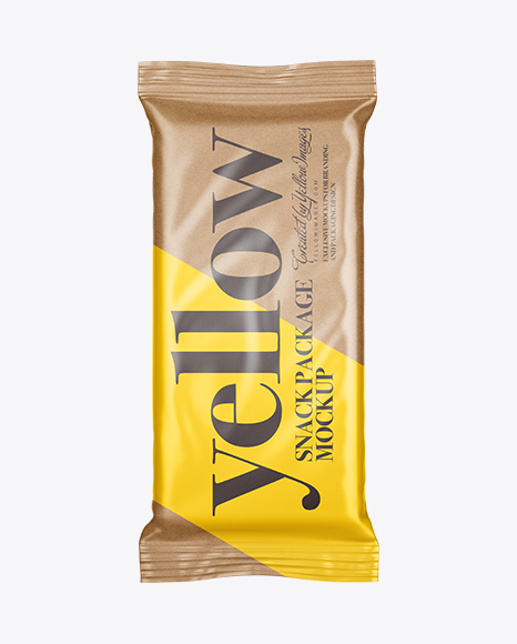 Kraft Snack Bar Mockup in Flow-Pack Mockups on Yellow ...
