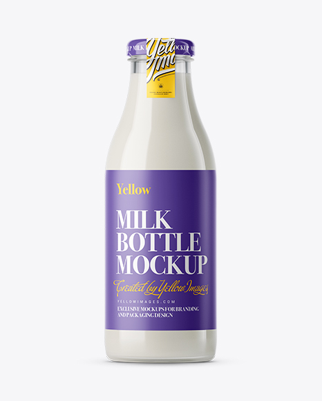 Download Glass Organic Milk Bottle Mockup in Bottle Mockups on ...