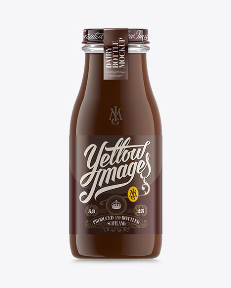 Glass Bottle With Black Coffee Drink Mockup in Bottle Mockups on Yellow