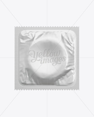 Metallised Condom Packaging Mockup in Sachet Mockups on Yellow Images