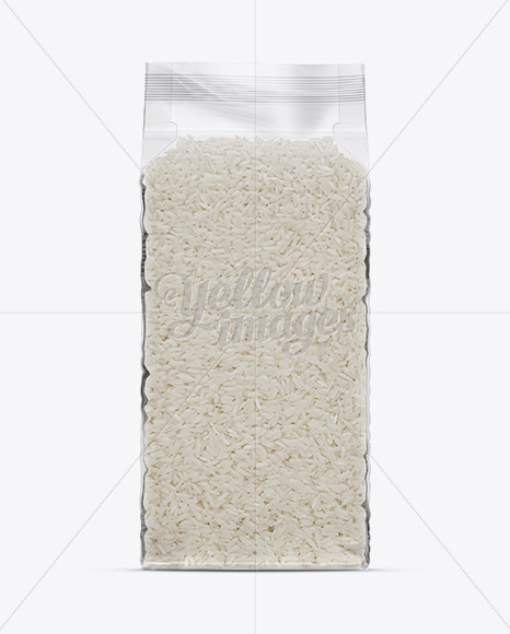 Rice Vacuum Plastic Bag Mockup in Flow-Pack Mockups on Yellow Images